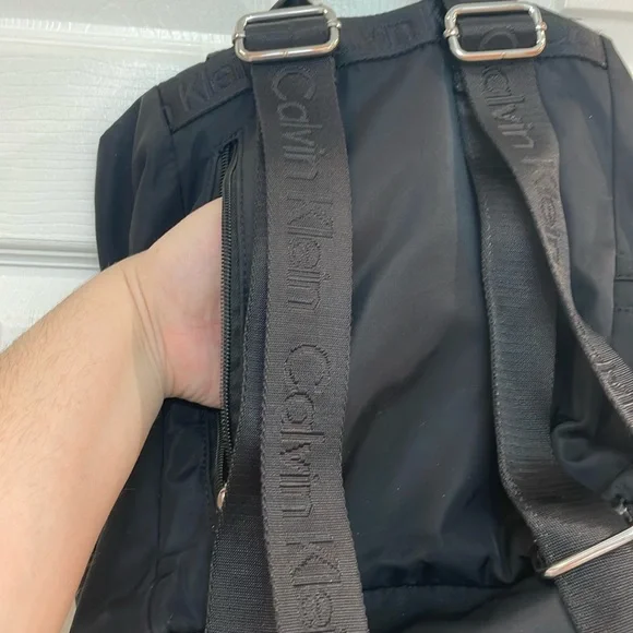 CALVIN KLEIN // black fashion backpack // fold over // TONS of zipper pockets - Picture 9 of 16
